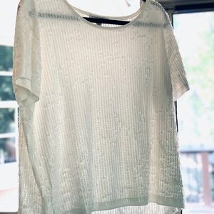 Banana Republic Oversized White Sequin Shirt